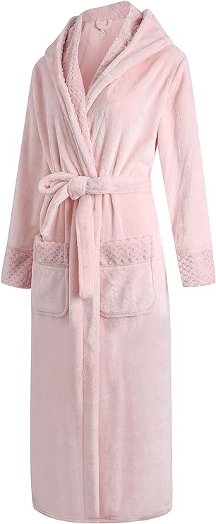 Richie House Long Hooded Robe For Womens Soft Premium Flannel Fleece B