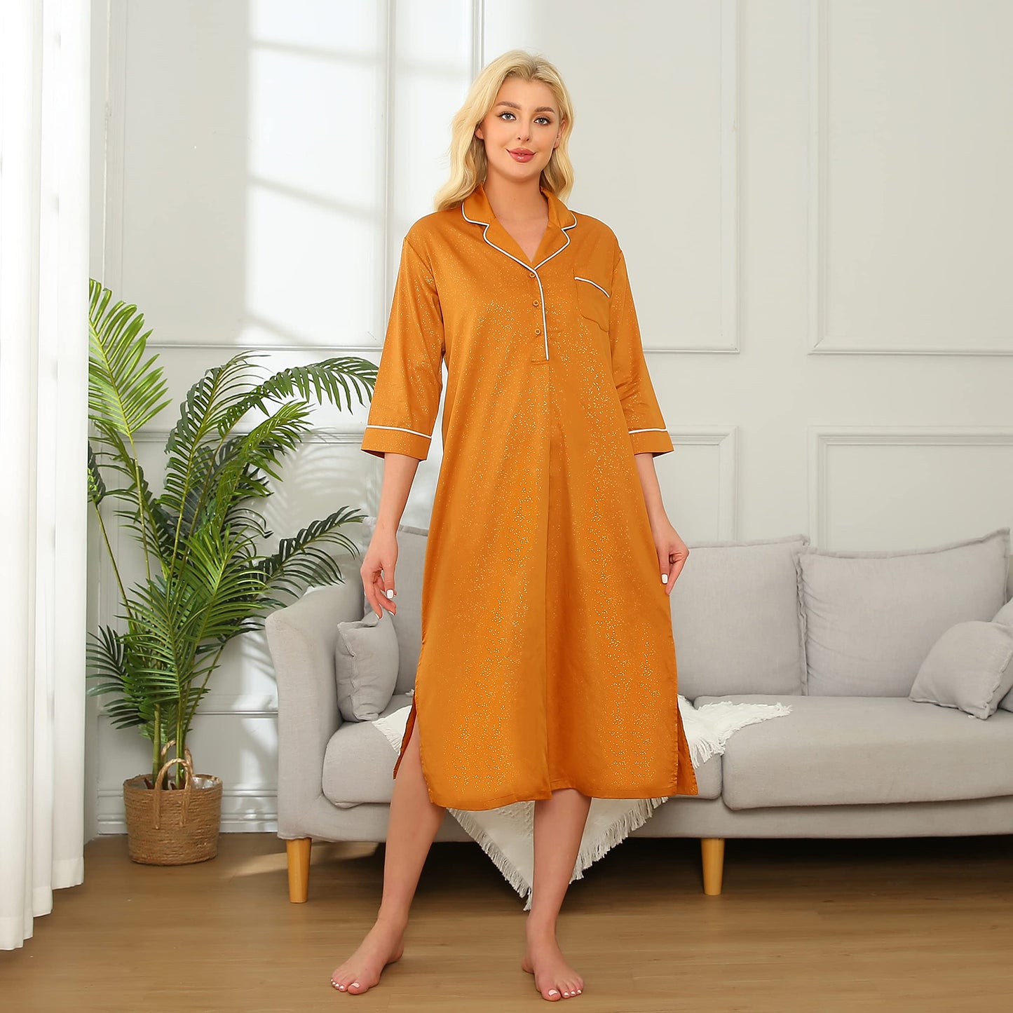 Richie House Women's Nightshirt Cotton Nightgown Sleepwear Pajama Dress RHW4059
