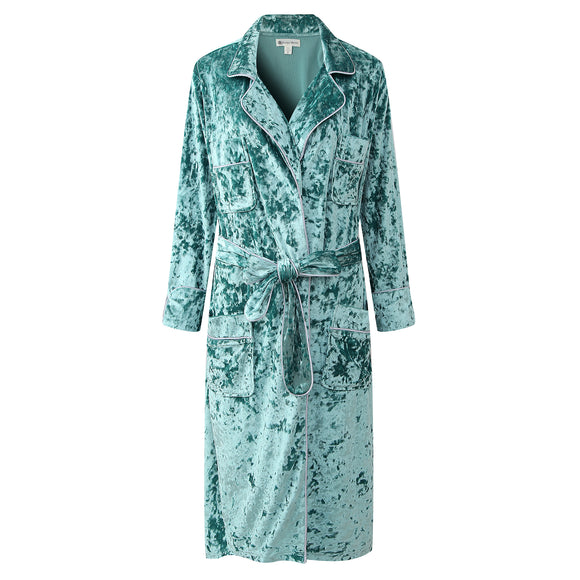 Richie House Women's Long Velvet Robe Soft Warm Bathrobe Comfy Robe Sleepwear Nightgown RHW4096