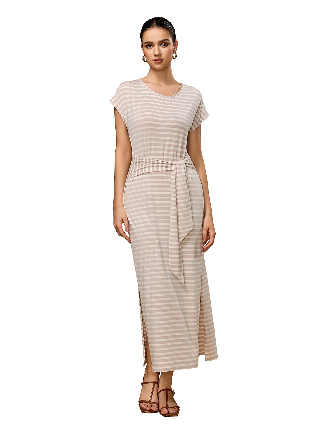 Richie House Women's Striped Belted Maxi Dress Soft Stretchy Summer Dr – Richie House USA Richie House Women's Striped Belted Maxi Dress Soft Stretchy Summer Dr – Richie House USA