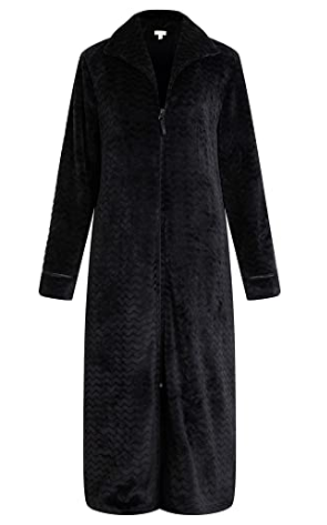 RH Women's Soft Zip Up Front Long Dressing Fleece Robe Housecoat Lounge RHW2856