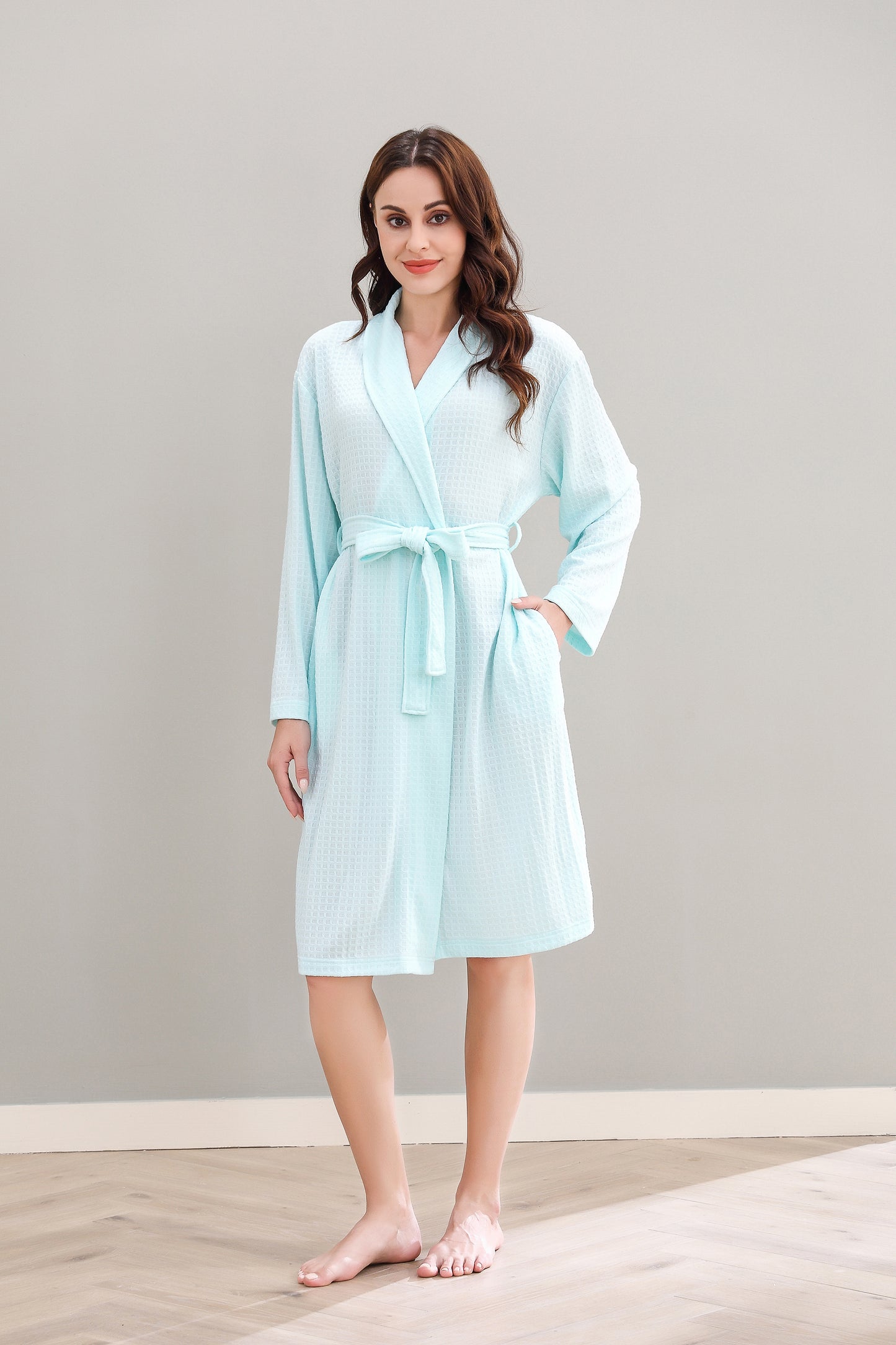 RH Women Robe Long Knit Bathrobe Soft Sleepwear Ladies Loungewear S-3XL RHW4009