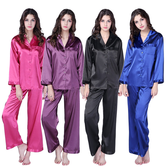 RH Two Pice Pajamas Set Satin Sleepwear Long Nightwear Lounge Pajama PJS RHW2742