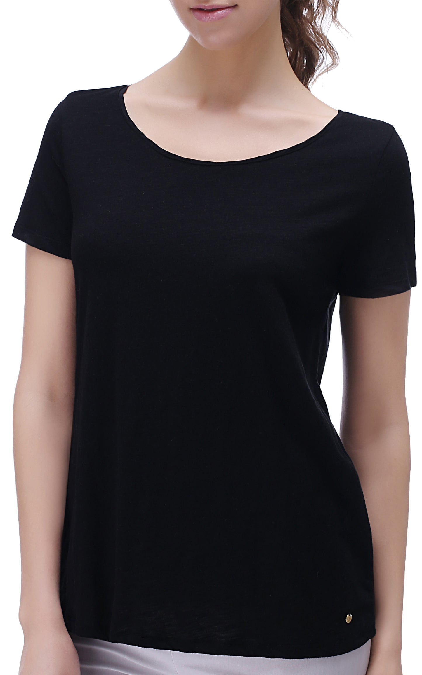 RH Women's Solid Short Sleeve Cotton Bamboo Blouse Casual Tee Top T-Shirt RH2028