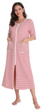 Richie House Women Zipper Robe Loungewear Plaid Sleepwear Nightgown Pockets Housecoat Long Soft Bathrobe RHW2899