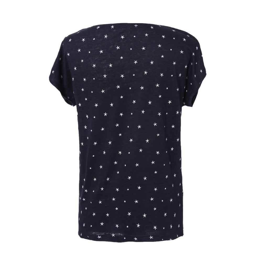 RH Women's Short Sleeve Starfish Print Solid Linen V-Shape Shirt Tops Tee RH2027