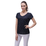RH Women's Short Sleeve Starfish Print Solid Linen V-Shape Shirt Tops Tee RH2027