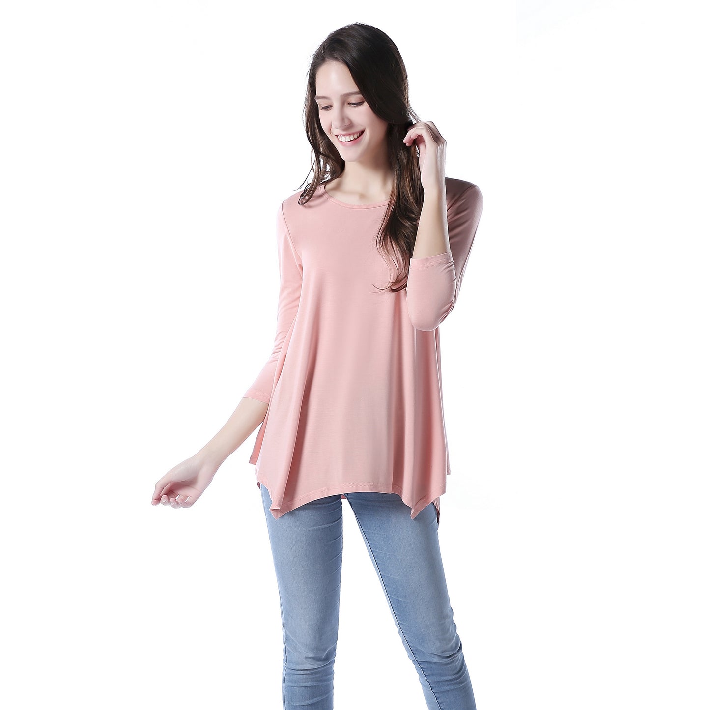 RH Women's Long Sleeve Soft Casual Pullover Relaxed-Fit Shirt Tee Tops RHW2767