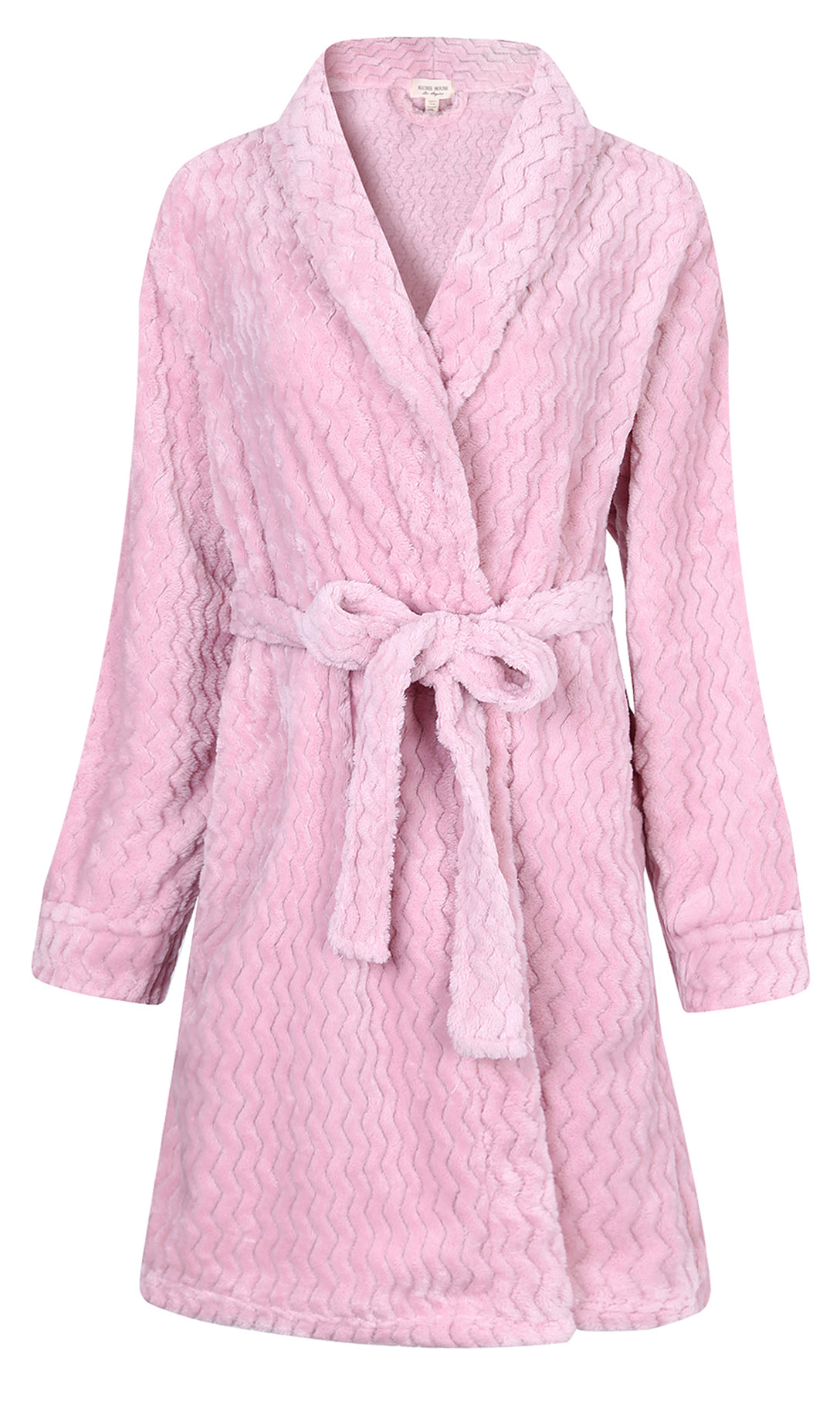 Richie House Women’s Above the Knee Pink Robe Collared Lounge Sleepwear Housecoat RHW2808