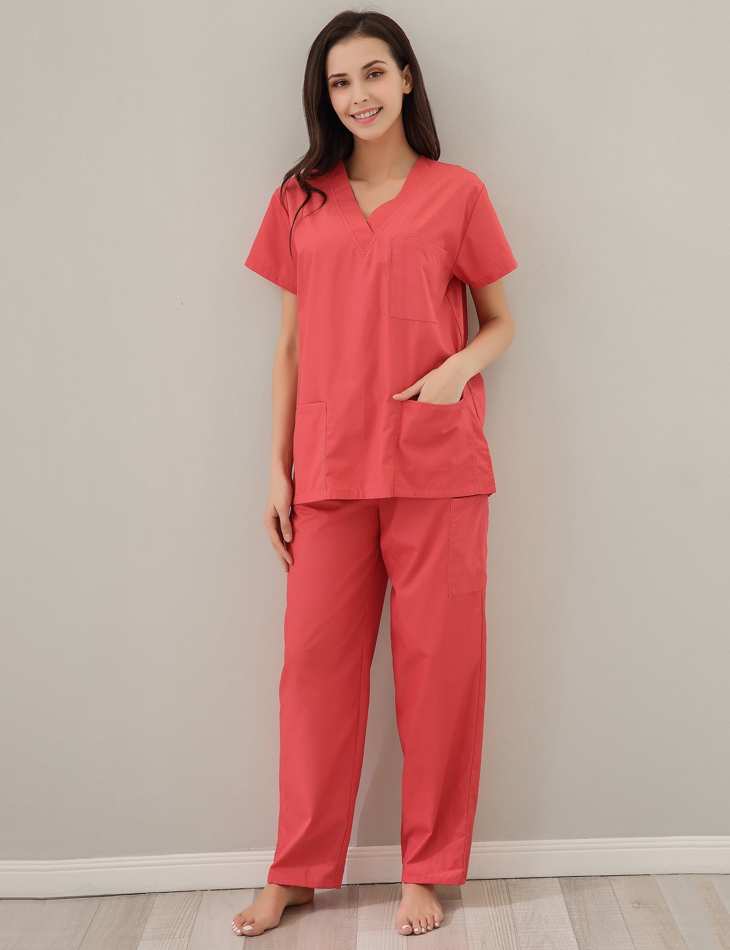 RH Women's Scrub Sets Uniform Medical Hospital Nursing V-Neck CargoPants RHW2847