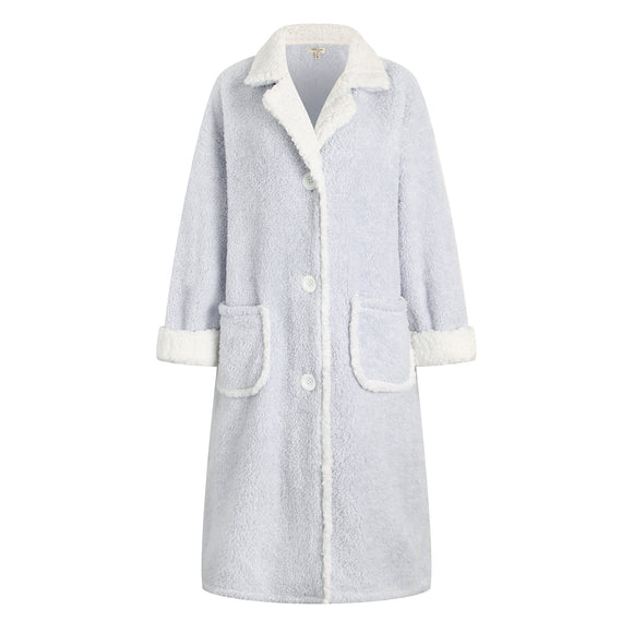RH Warm Comfort Fleece Button Robe Dressing Gown Bath Lounge Housecoat RHW2877
