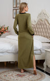 Richie House Nightgown, Womens Long Loose V-Neck Hem Pajama Dress Nightwear Sleep RHW2893-A