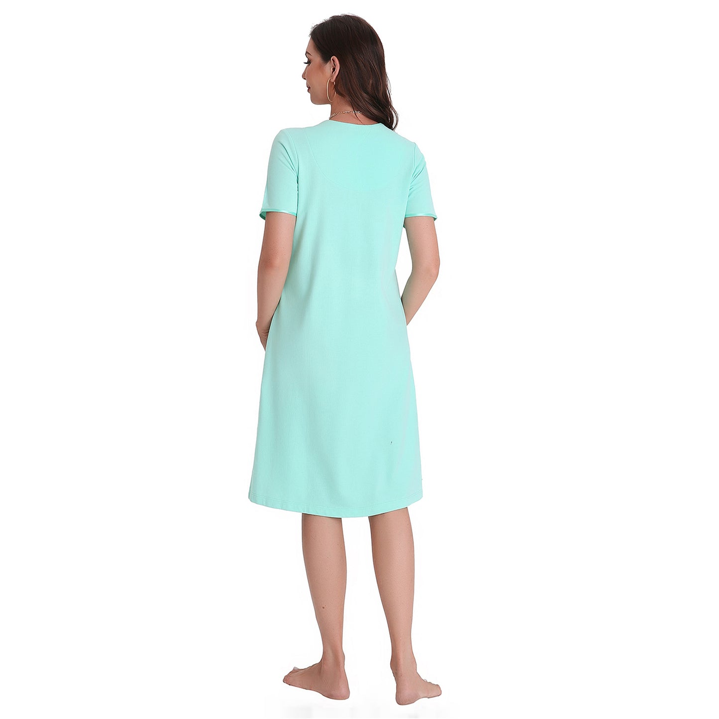 Richie House Women Zipper Robe Loungewear Short Sleeve Sleepwear Pockets Housecoat Long Soft Bathrobe RHW2898