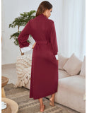 Richie House Women Kimono Sexy Robe Long Knit Wrap V-neck Cover Up Coat Loungewear RHW2905