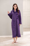 Richie House Women Fleece Robe Plush Long Zip Front Warm Soft Zippered Bathrobes S-3XL RHW4002