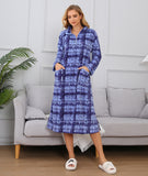 Richie House Women's Zip Front Printed Robe Long Housecoat with Pocket Nightgown S-3XL RHW4004