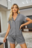 RH Womens Pajama Set Lace Button Front Short Sleeve Sleepwear Pjs Sets Top & Shorts RHW4012