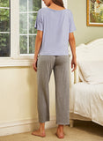 RH Women Pajamas Set Pullover Ribbon Short Top Sleepwear Pjs Set Pajama RHW4020