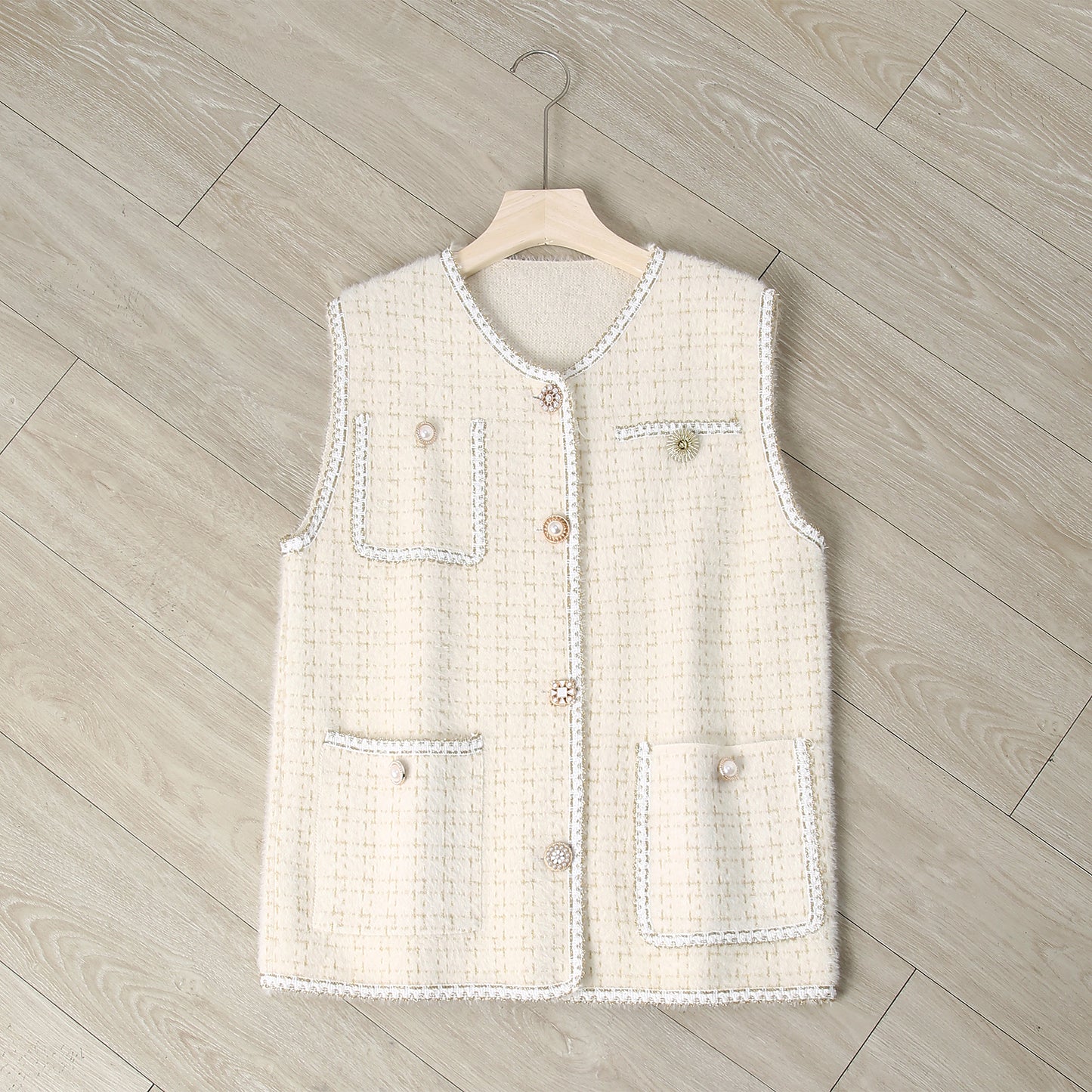 RH Women's Fashion Casual Vest, Knit Sleeveless Classic Fit Button S-M RHW4026