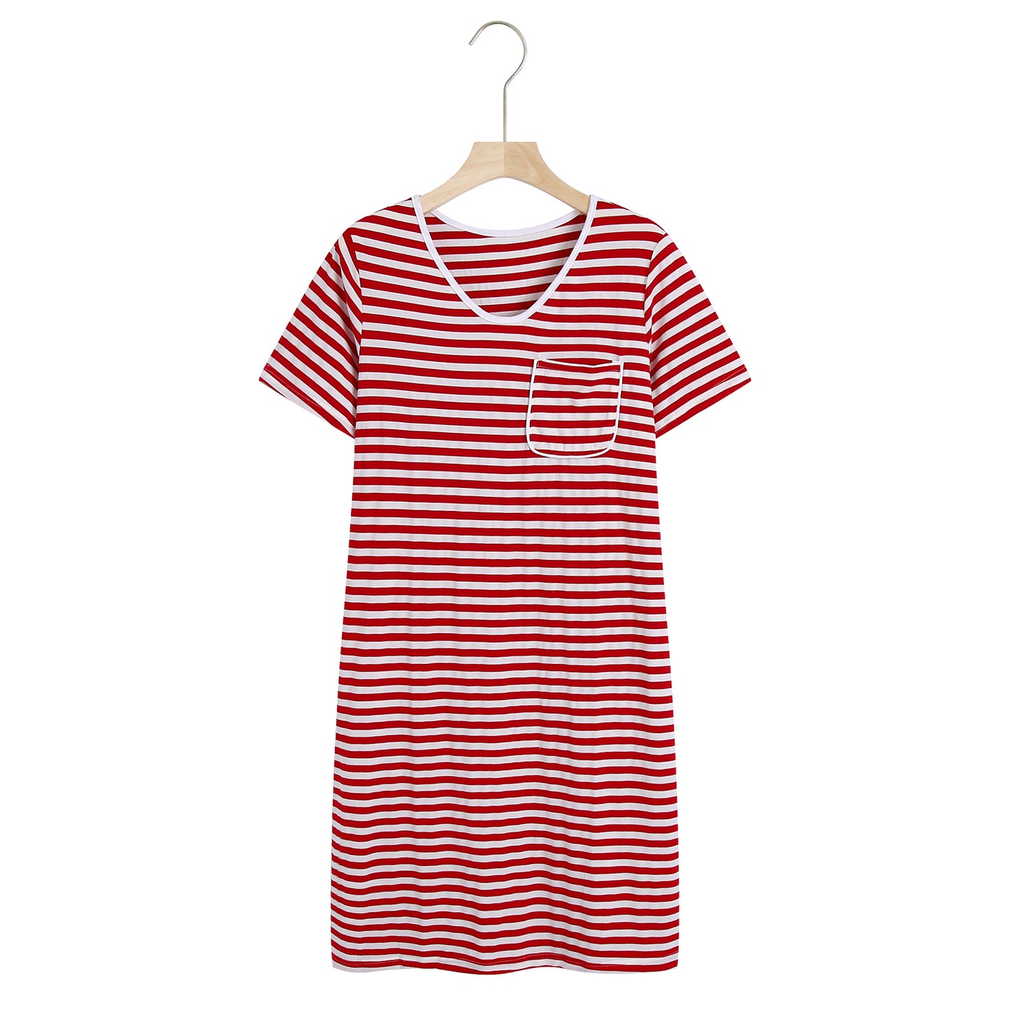 RH Women Nightgown Striped Tee Short Sleep Nightshirt Pajama Dress S-2XL RHW4041