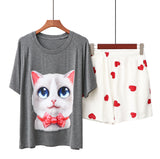 RH Womens Short Pajama Set Cute Print Tee Shorts Sleepwear Pj Sets S-XXL RHW4043