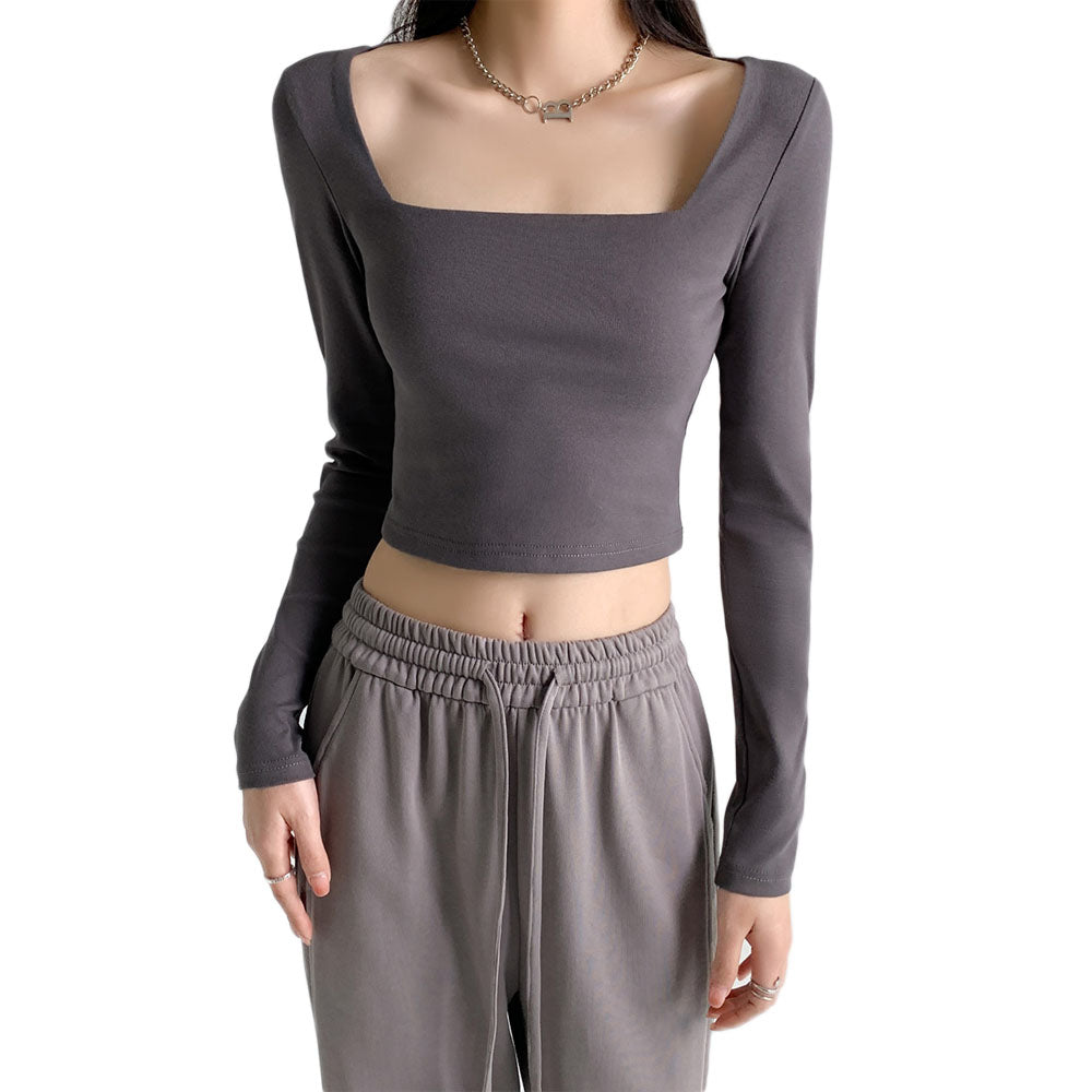 Shop For Ribbed Knit Long-Sleeve Crop Top