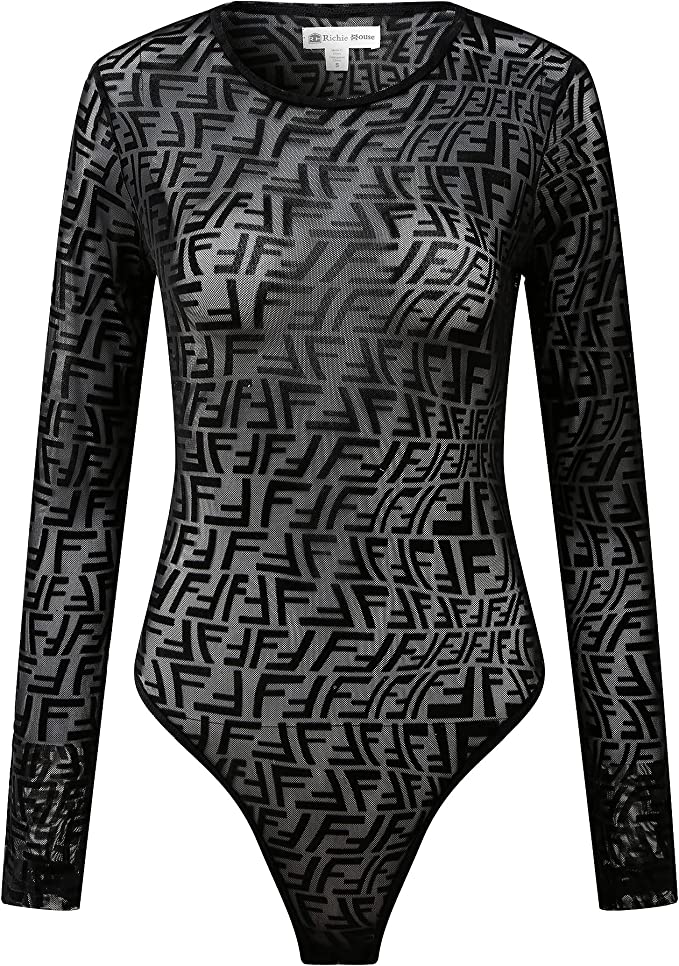 Richie House Women's Jumpsuit Knitted Sexy Bodysuit Bodycon Bodysuit Tops RHW4066-