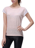 RH Women's Casual Linen T-Shirt w/ Chiffon Short Sleeve Tops Blouse Shirt RH2040
