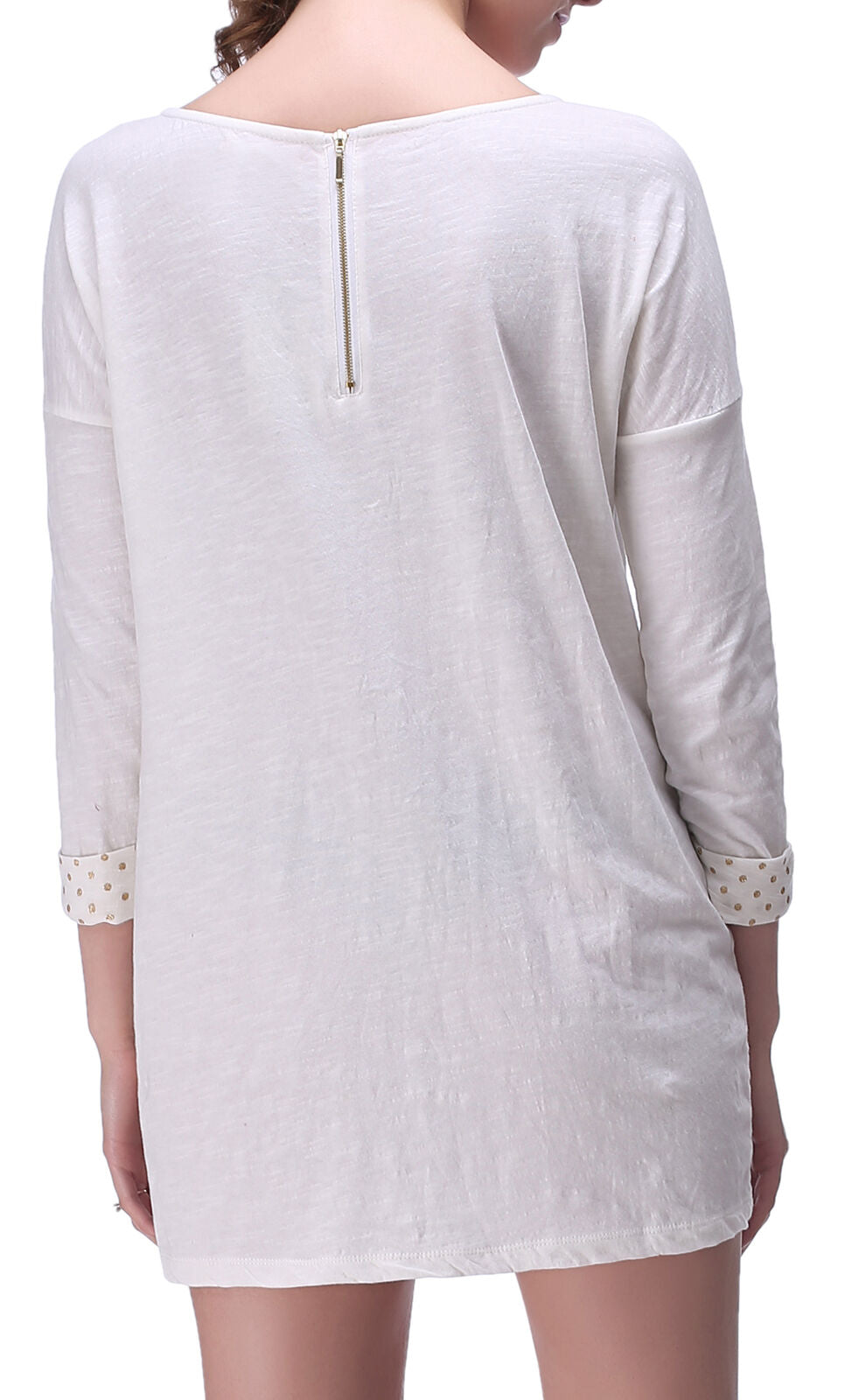 RH Women's Casual Cotton Long Sleeve Blouse w/ Zipper Tops Blouse Dress RH2041