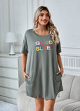 Richie House Nightgowns Short Sleeve Sleepshirts Nightshirt Lounge Dress Sleepwear RHW4069