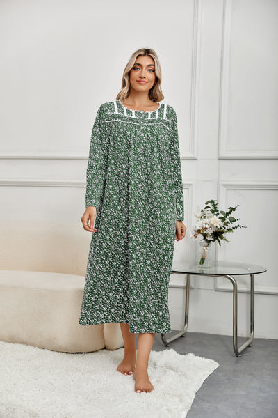 Richie House RH Nightgown Women's Long Sleeve Sleepwear Full Length Nightshirt Cotton Sleep Gowns RHW4058