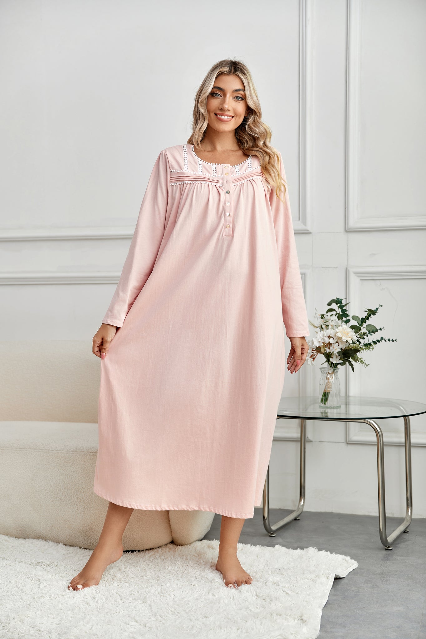 Richie House RH Nightgown Women's Long Sleeve Sleepwear Full