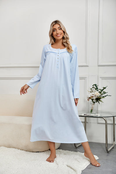 Richie House RH Nightgown Women's Long Sleeve Sleepwear Full Length Nightshirt Cotton Sleep Gowns RHW4058