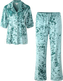 Richie House Women's Velvet Pajama Set Soft Pjs with Pockets Top and Leg Pants Lounge S-3XL RHW4095