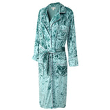Richie House Women's Long Velvet Robe Soft Warm Bathrobe Comfy Robe Sleepwear Nightgown RHW4096