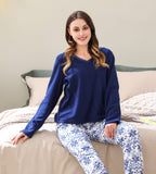 RH Women's Printed Comfy Two Piece Set Long Sleeve Sleep-Lounge Pajama RHW2752