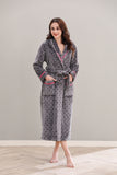 Richie Women's Polka Long Hooded Robe Collared Sleepwear Housecoat RHW2882