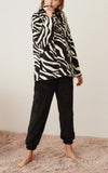 RH Women's Two-Piece Fleece Pajama Set Casual Oversize Collar Pajama Fluffy Lounge Night RHW4005