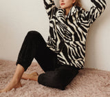 RH Women's Two-Piece Fleece Pajama Set Casual Oversize Collar Pajama Fluffy Lounge Night RHW4005