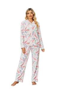 RH Pajamas Women Printed Sleepwear Button Down Lounge Soft Summer Pjs Long Set S-XXL RHW4042