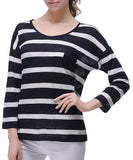 RH Women's Women's Linen Long Sleeve T-Shirt Plaid Pullover Tops Blouse RH2025