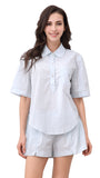 RH Women's Cotton Short Sleeves Plaid Pajamas Set Button Sleepwear Night RHW2813