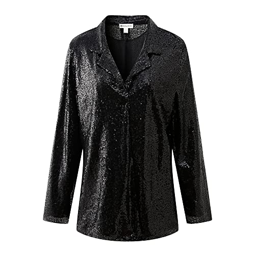 Richie House Women's Sequin Jacket Blazer Casual Sparkly Cardigan Coat S-XXL RHW4063