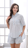 RH Women's Cotton Short Sleeves Plaid Pajamas Set Button Sleepwear Night RHW2813