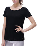 RH Women's Solid Short Sleeve Cotton Bamboo Blouse Casual Tee Top T-Shirt RH2028