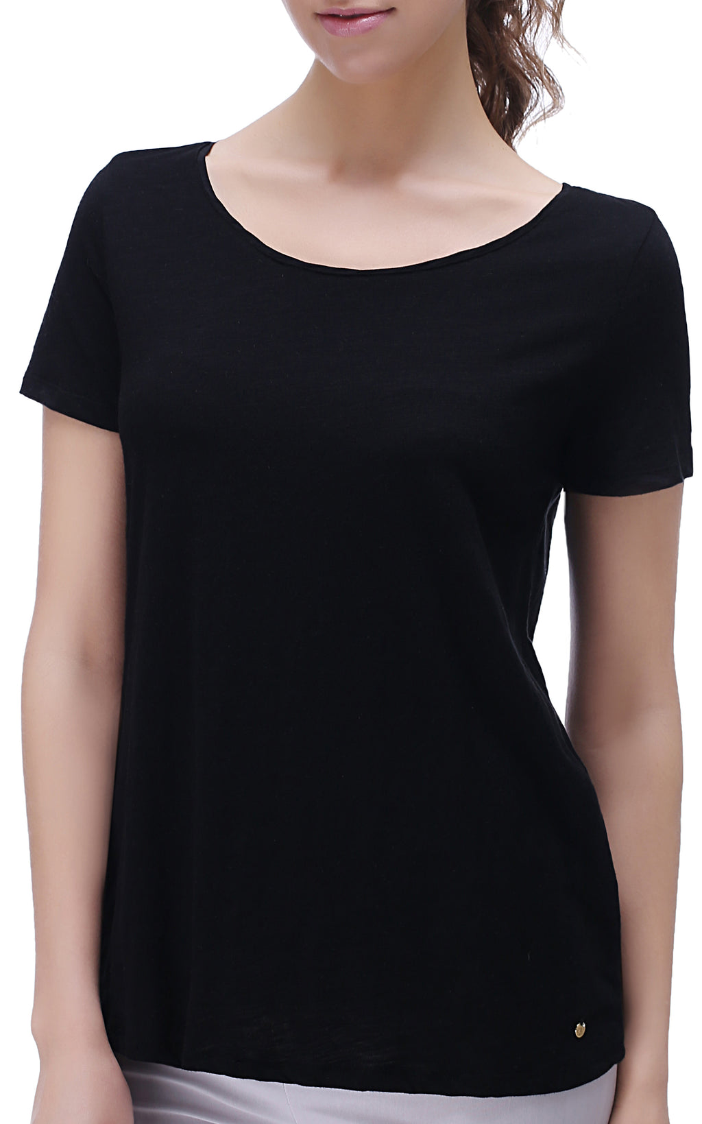 RH Women's Solid Short Sleeve Cotton Bamboo Blouse Casual Tee Top T-Shirt RH2028