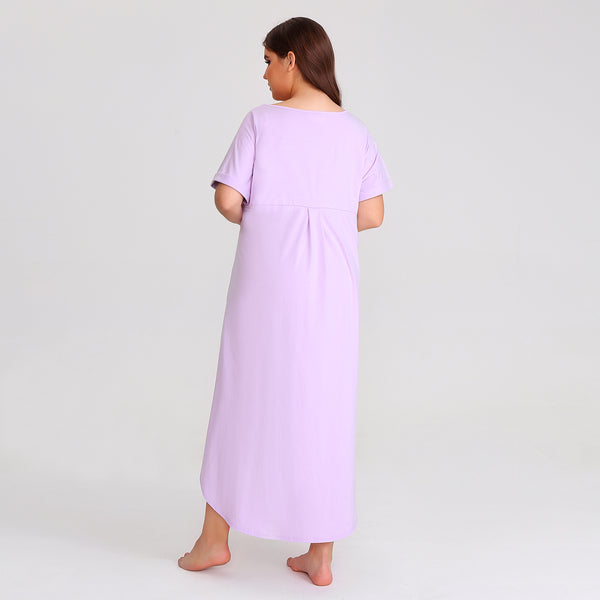 RH Shortsleeve Plus size Nightgown Womens V-Neck Sleepwear Lounge Shirt Pajama Dress PRHW2895