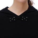RH Women's Women's Wool Hooded Cloak Sweater Bow Top Tee Pullover Outwear RH2057