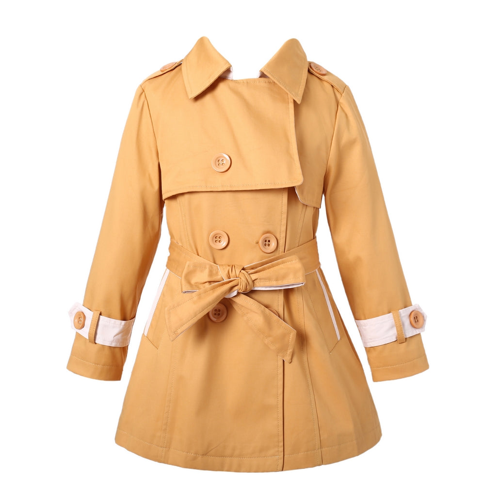 Richie House Kids Girls Classy 100% Cotton Long Trench Coat