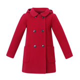 Richie House Kids Girls Double Breasted Long Wool Trench Coat Jacket Bow Dress 2-9 RH2517